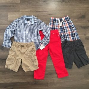 Boys 4T Clothing Lot Button Up Shirt Pants Shorts